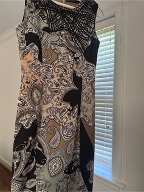 Etro Black, Beige & Gray Paisley Midi Dress